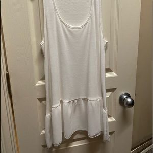 Long, Ribbed Tank with ruffle detail at the bottom